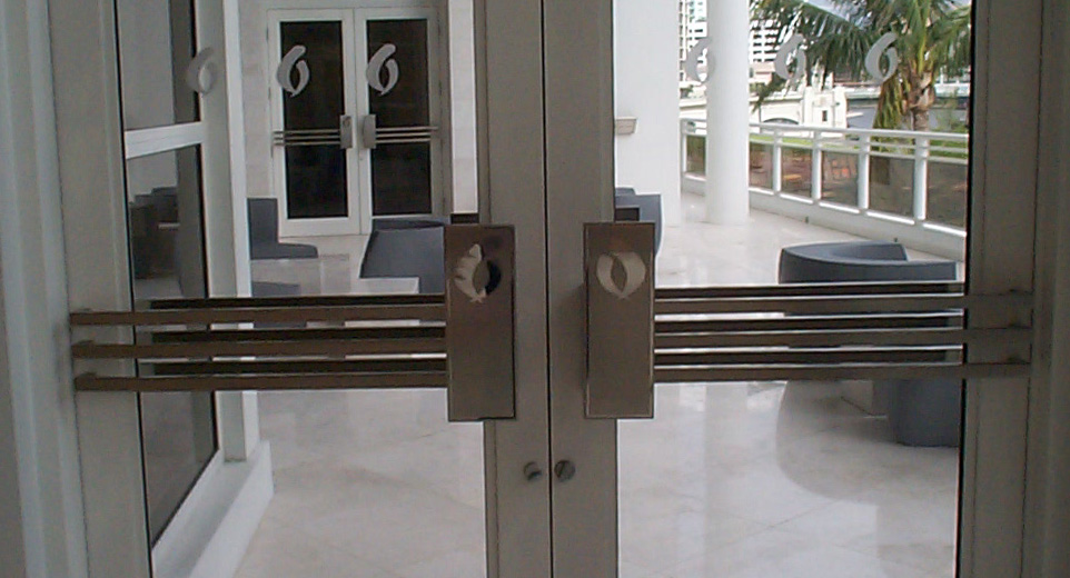 Stainless steel store front door handles